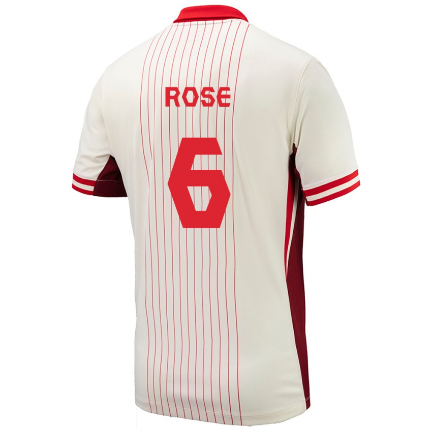 Dětské Kanada Deanne Rose #6 Bílý Daleko Hráčské Dresy 24-26 Dres