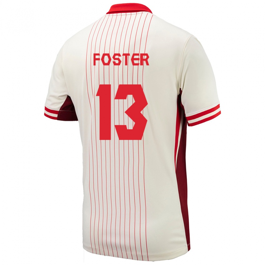 Dětské Kanada Rylee Foster #13 Bílý Daleko Hráčské Dresy 24-26 Dres