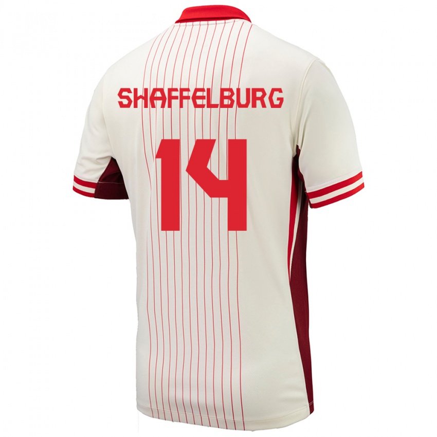 Dětské Kanada Jacob Shaffelburg #14 Bílý Daleko Hráčské Dresy 24-26 Dres