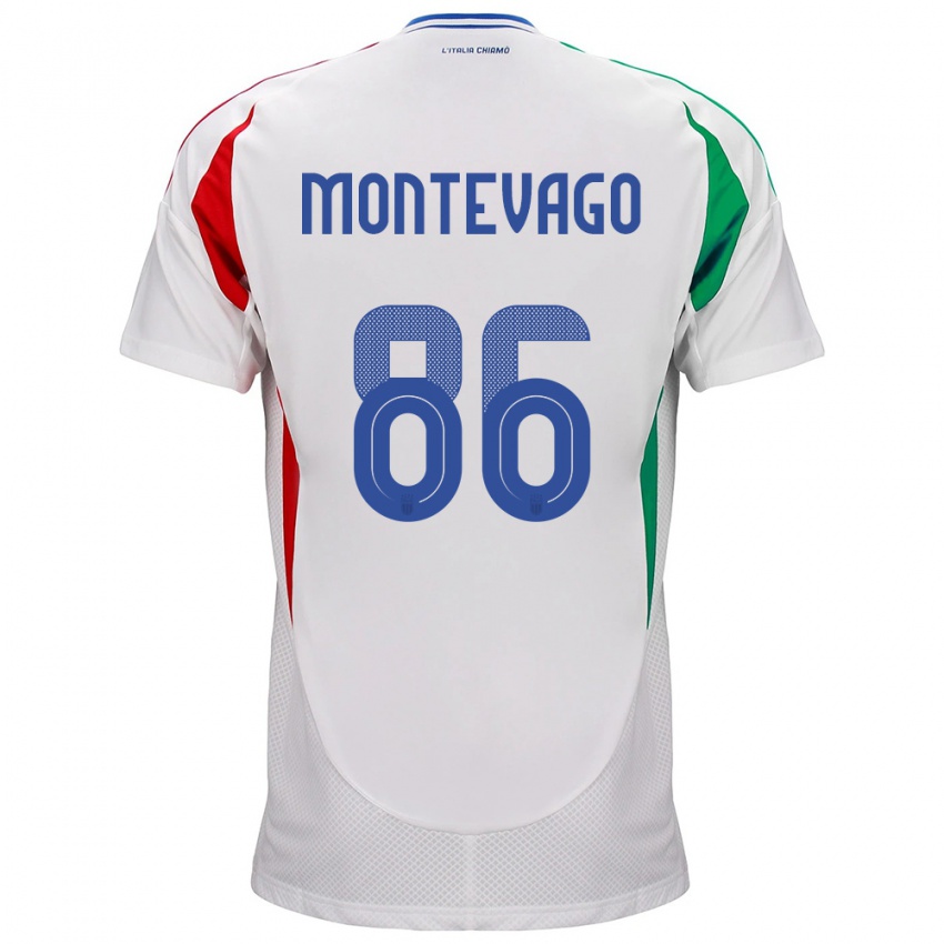 Dětské Itálie Daniele Montevago #86 Bílý Daleko Hráčské Dresy 24-26 Dres