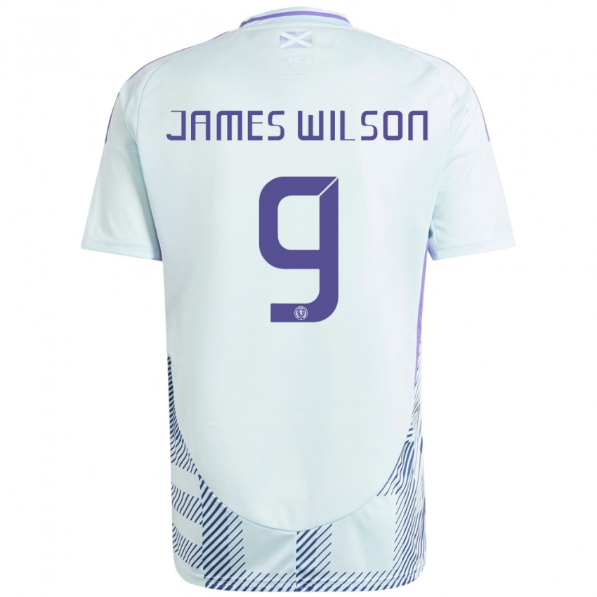 Dětské Skotsko James Wilson #9 Světle Mátově Modrá Daleko Hráčské Dresy 24-26 Dres