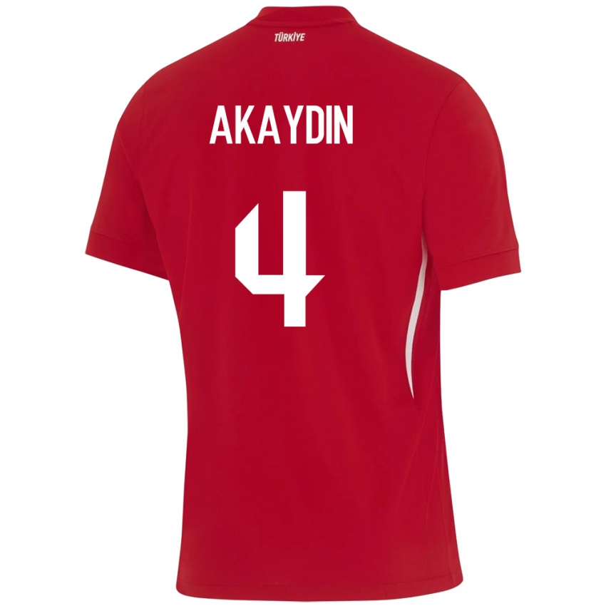 Dětské Turecko Samet Akaydin #4 Červené Daleko Hráčské Dresy 24-26 Dres
