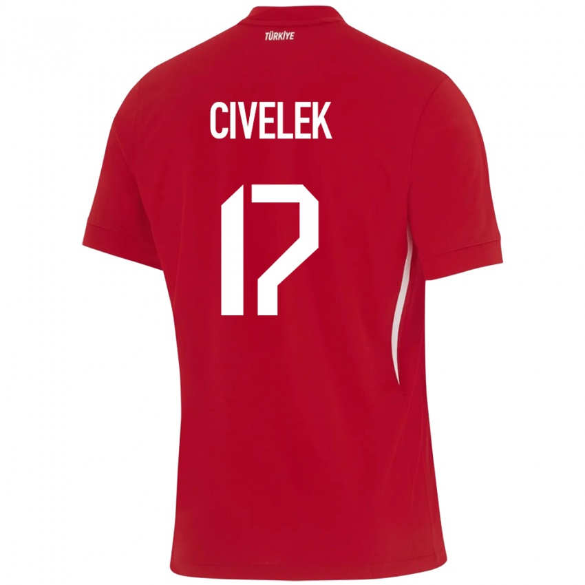 Dětské Turecko İlayda Civelek #17 Červené Daleko Hráčské Dresy 24-26 Dres