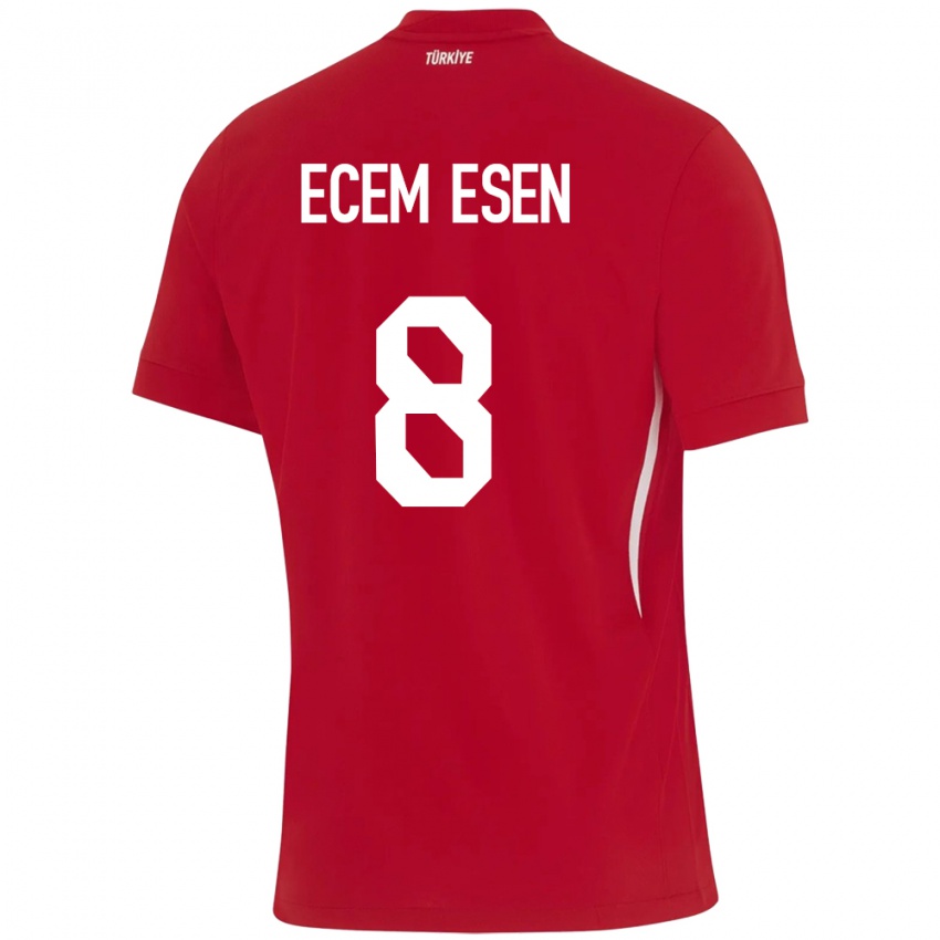 Dětské Turecko Emine Ecem Esen #8 Červené Daleko Hráčské Dresy 24-26 Dres