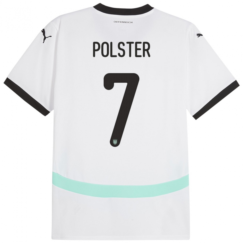 Dětské Rakousko Manuel Polster #7 Bílý Daleko Hráčské Dresy 24-26 Dres