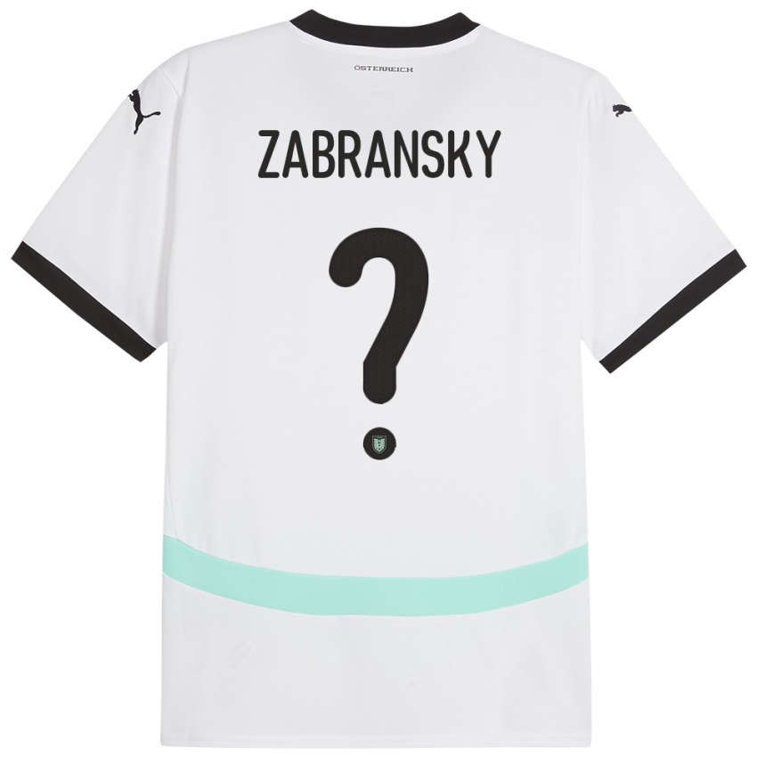 Dětské Rakousko Valentin Zabransky #0 Bílý Daleko Hráčské Dresy 24-26 Dres