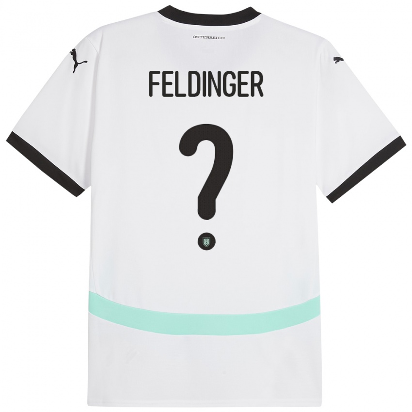 Dětské Rakousko Rafael Feldinger #0 Bílý Daleko Hráčské Dresy 24-26 Dres
