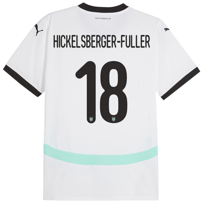 Dětské Rakousko Julia Hickelsberger-Füller #18 Bílý Daleko Hráčské Dresy 24-26 Dres