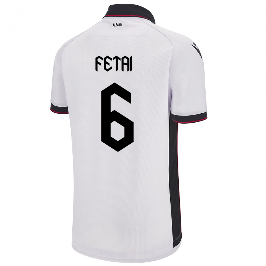 Dětské Albánie Feta Fetai #6 Bílý Daleko Hráčské Dresy 24-26 Dres