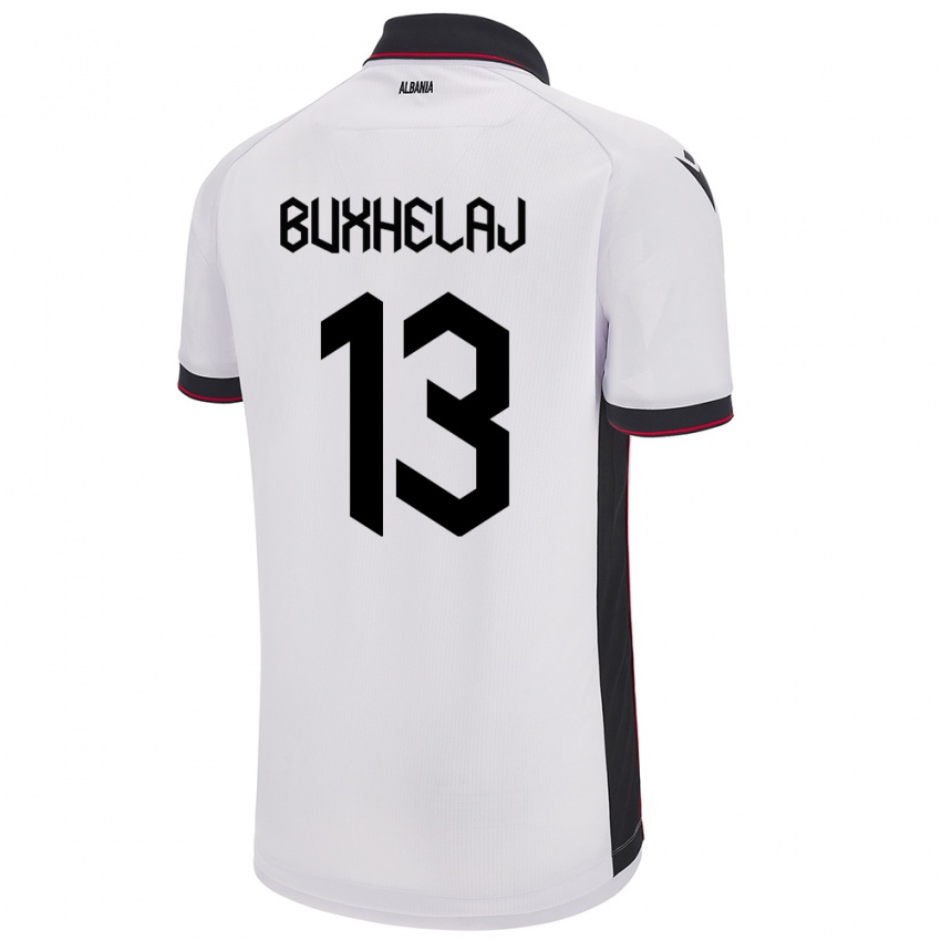 Dětské Albánie Paulo Buxhelaj #13 Bílý Daleko Hráčské Dresy 24-26 Dres