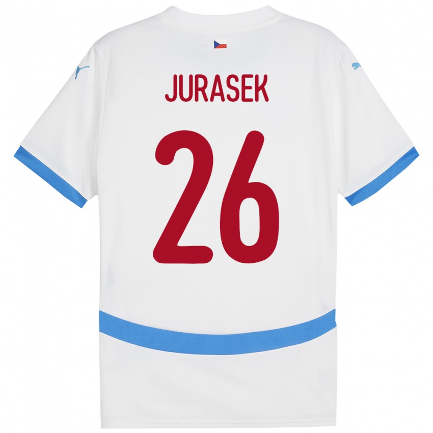 Dětské Česko Matej Jurasek #26 Bílý Daleko Hráčské Dresy 24-26 Dres