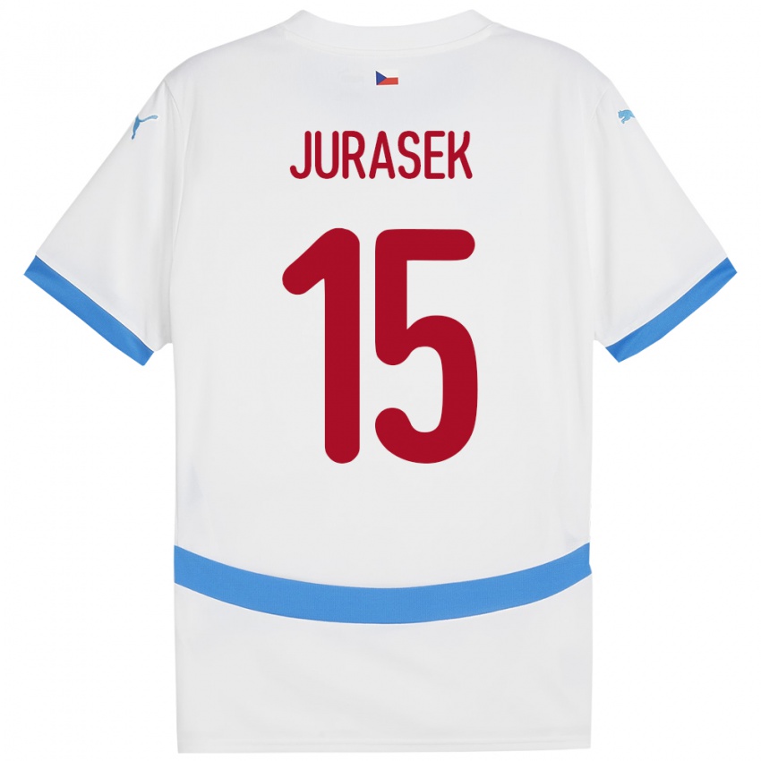 Dětské Česko David Jurásek #15 Bílý Daleko Hráčské Dresy 24-26 Dres