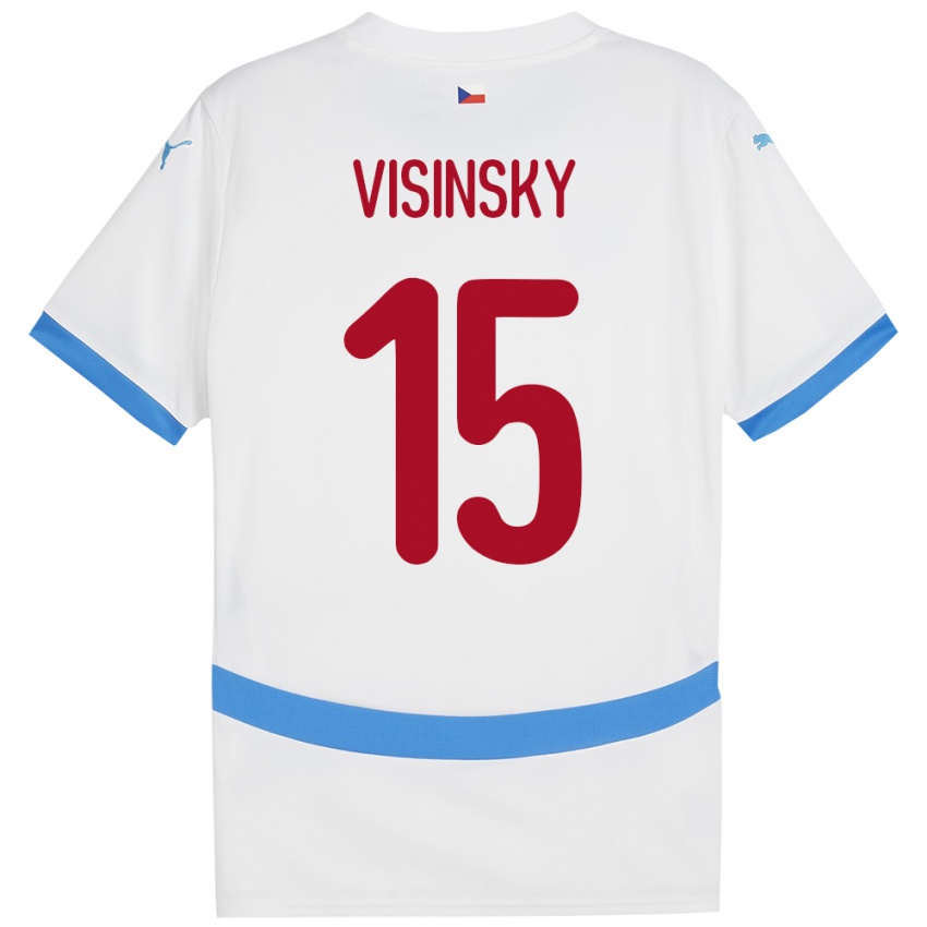 Dětské Česko Denis Visinsky #15 Bílý Daleko Hráčské Dresy 24-26 Dres