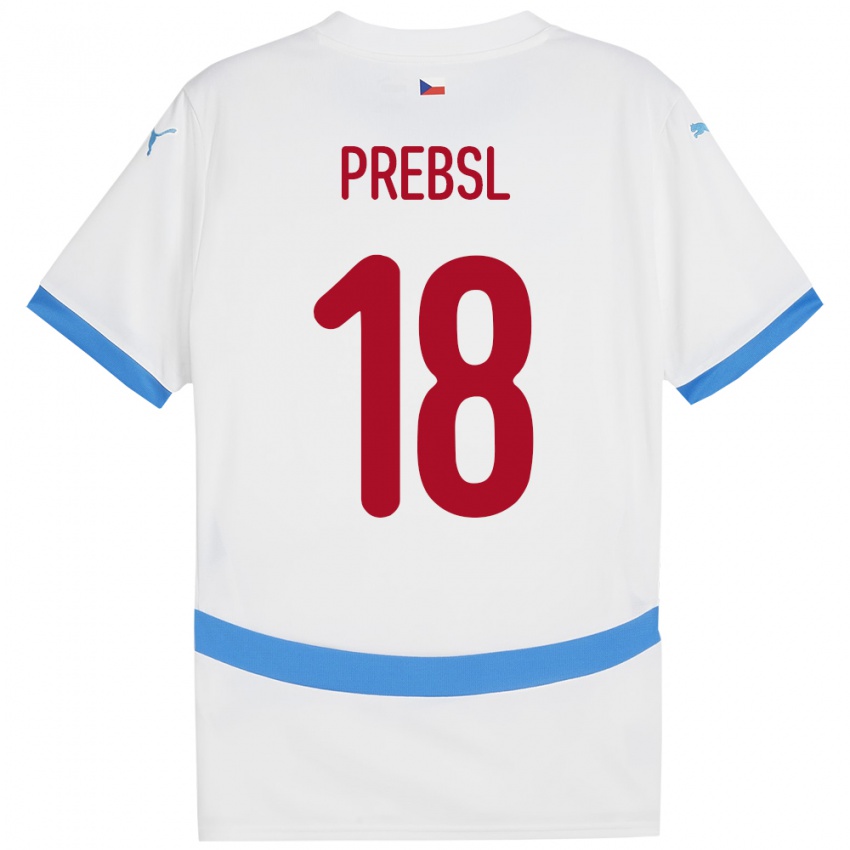 Dětské Česko Filip Prebsl #18 Bílý Daleko Hráčské Dresy 24-26 Dres