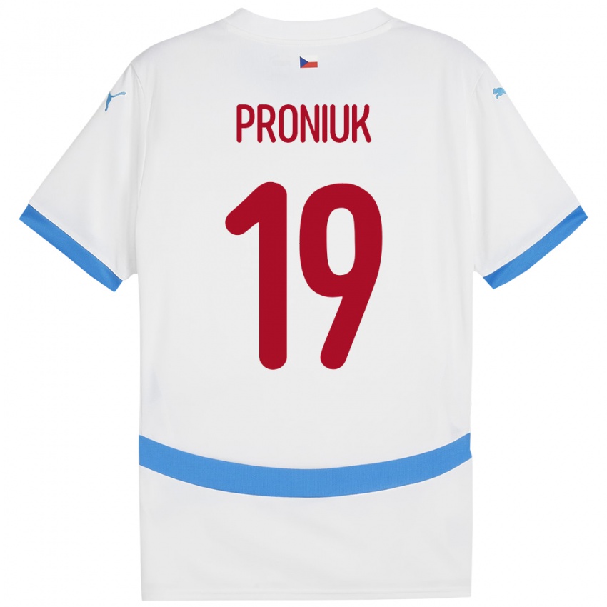 Dětské Česko Adam Proniuk #19 Bílý Daleko Hráčské Dresy 24-26 Dres