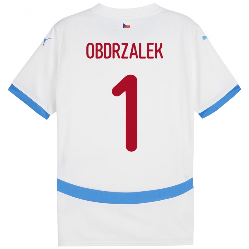 Dětské Česko Marek Obdrzalek #1 Bílý Daleko Hráčské Dresy 24-26 Dres