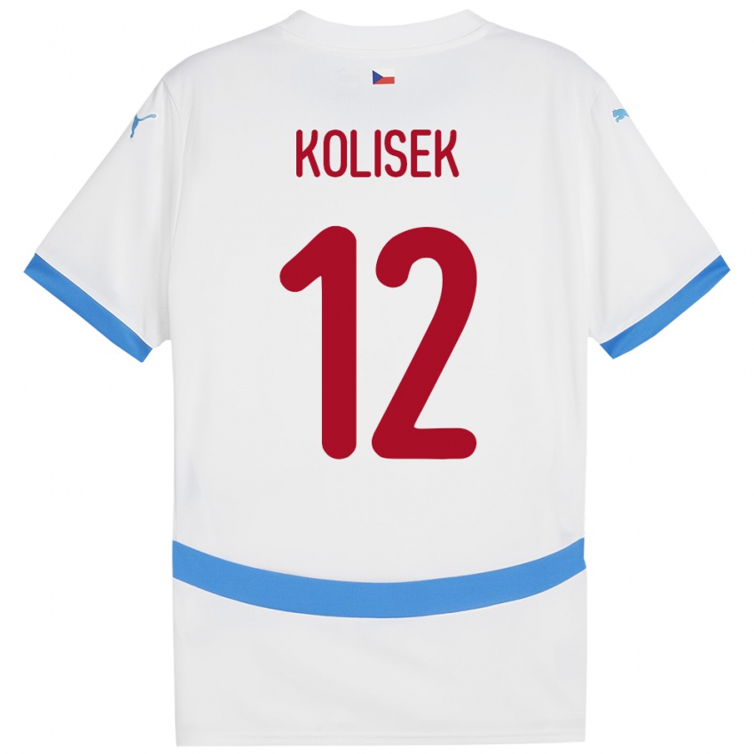 Dětské Česko Jakub Kolisek #12 Bílý Daleko Hráčské Dresy 24-26 Dres