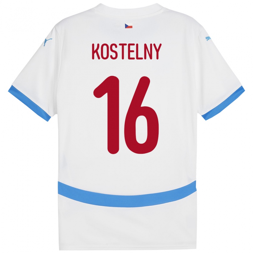 Dětské Česko Krystof Kostelny #16 Bílý Daleko Hráčské Dresy 24-26 Dres