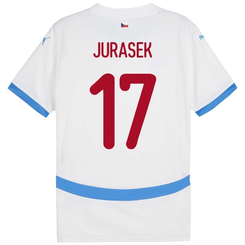 Dětské Česko Patrik Jurasek #17 Bílý Daleko Hráčské Dresy 24-26 Dres