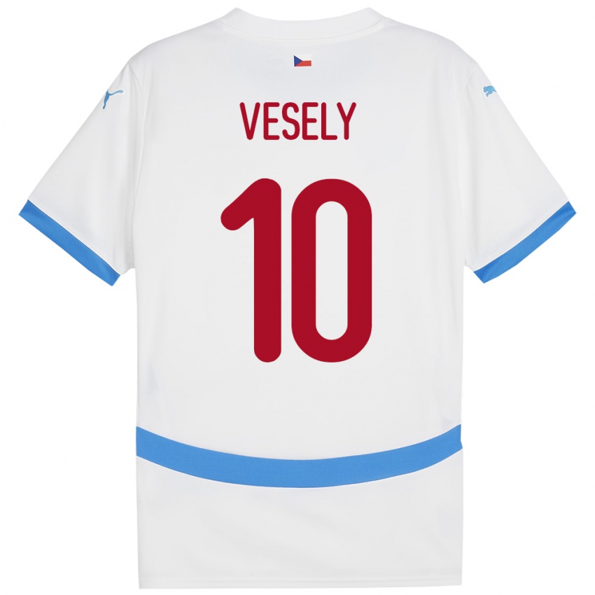 Dětské Česko David Vesely #10 Bílý Daleko Hráčské Dresy 24-26 Dres