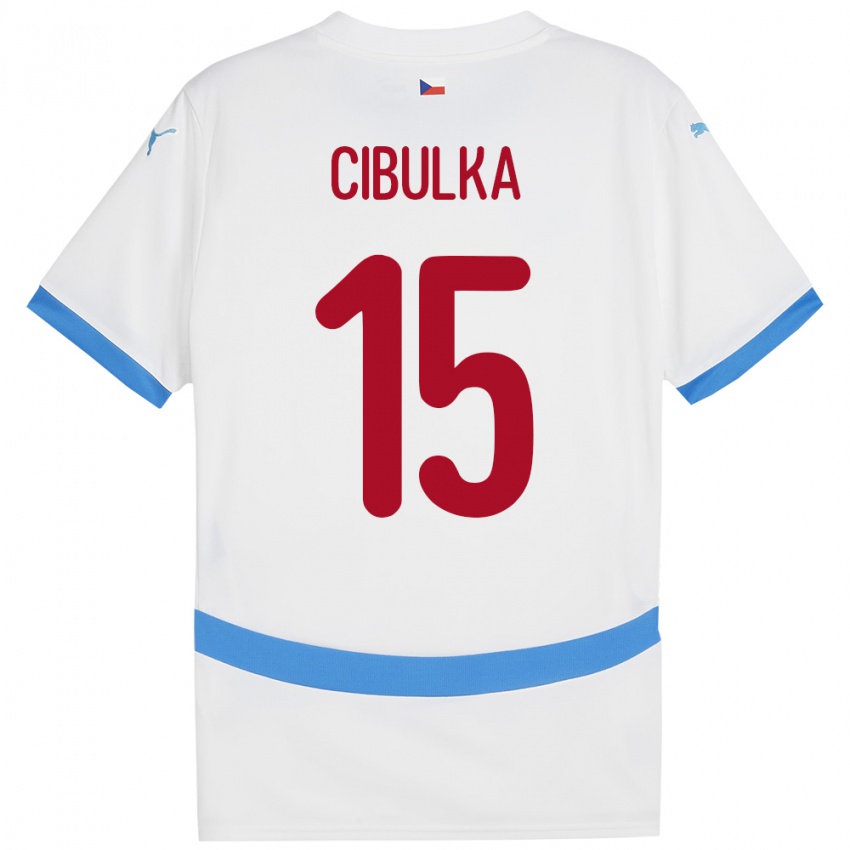 Dětské Česko Oskar Cibulka #15 Bílý Daleko Hráčské Dresy 24-26 Dres