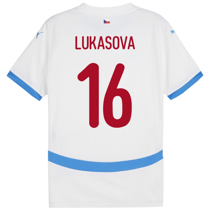 Dětské Česko Olivie Lukášová #16 Bílý Daleko Hráčské Dresy 24-26 Dres