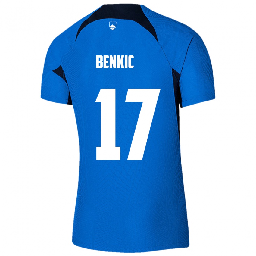 Dětské Slovinsko Kevin Benkic #17 Modrý Daleko Hráčské Dresy 24-26 Dres