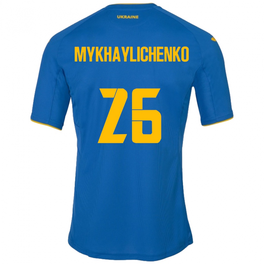 Dětské Ukrajina Bogdan Mykhaylichenko #26 Modrý Daleko Hráčské Dresy 24-26 Dres