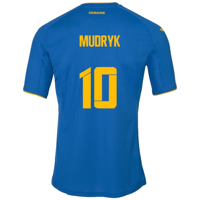 Dětské Ukrajina Mykhaylo Mudryk #10 Modrý Daleko Hráčské Dresy 24-26 Dres