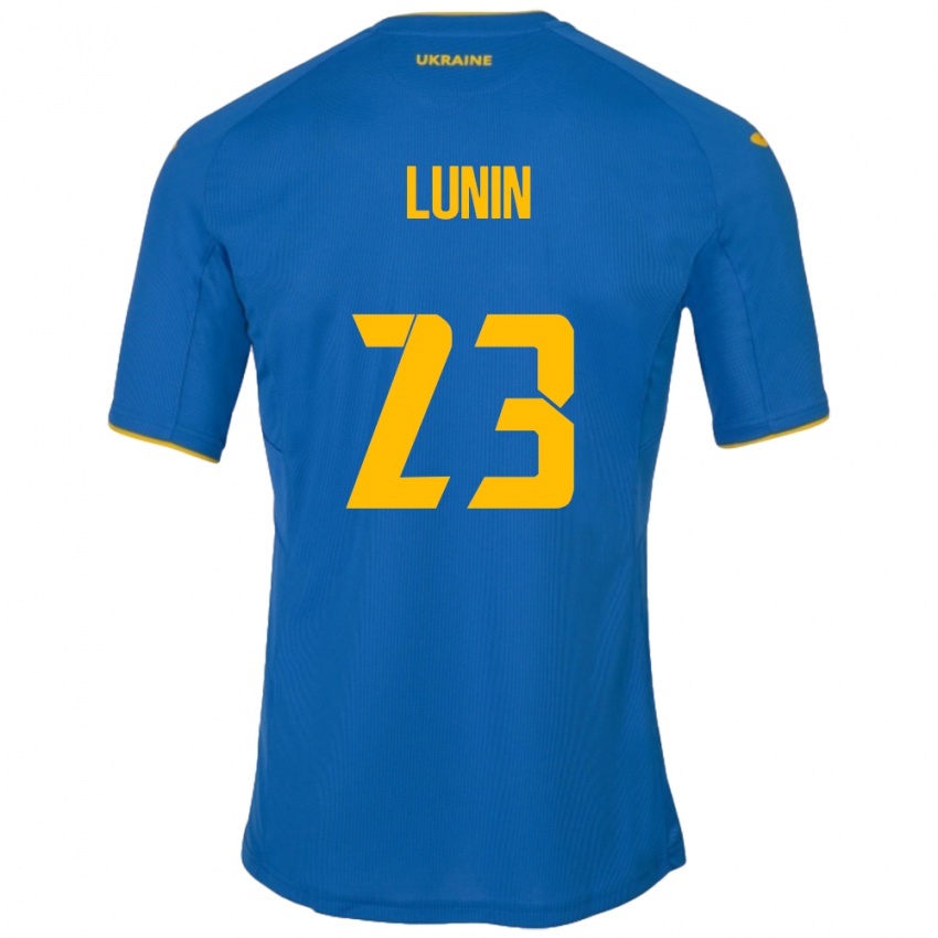 Dětské Ukrajina Andriy Lunin #23 Modrý Daleko Hráčské Dresy 24-26 Dres
