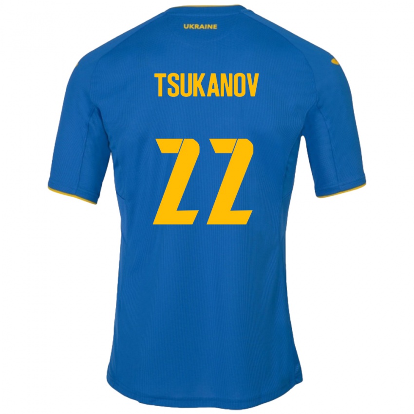 Dětské Ukrajina Viktor Tsukanov #22 Modrý Daleko Hráčské Dresy 24-26 Dres