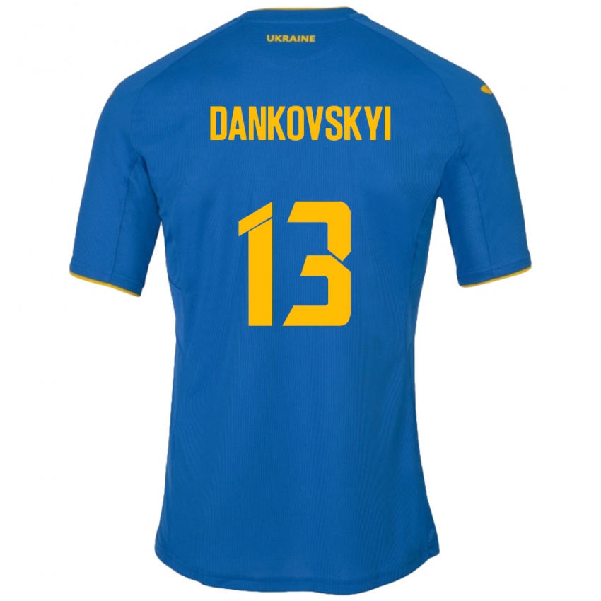 Dětské Ukrajina Yegor Dankovskyi #13 Modrý Daleko Hráčské Dresy 24-26 Dres