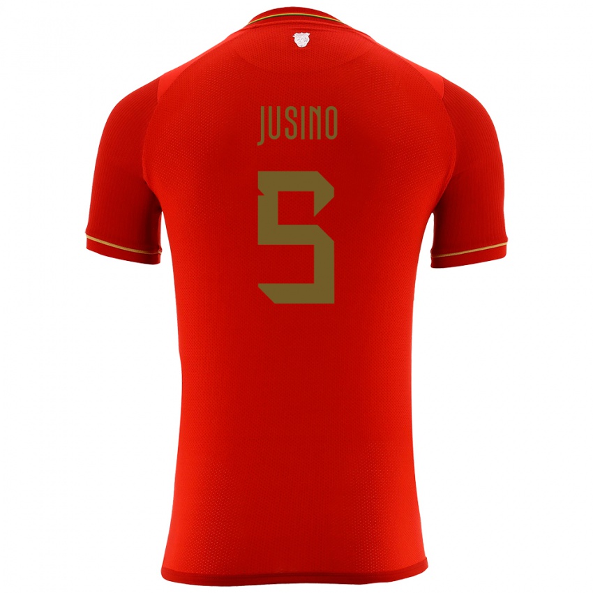 Dětské Bolívie Adrián Jusino #5 Červené Daleko Hráčské Dresy 24-26 Dres