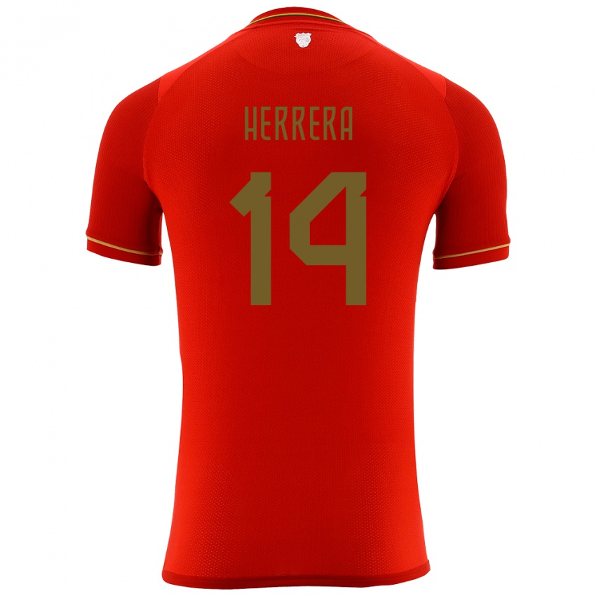 Dětské Bolívie José Herrera #14 Červené Daleko Hráčské Dresy 24-26 Dres