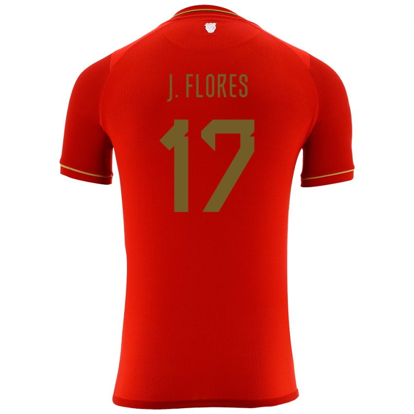 Dětské Bolívie José Flores #17 Červené Daleko Hráčské Dresy 24-26 Dres