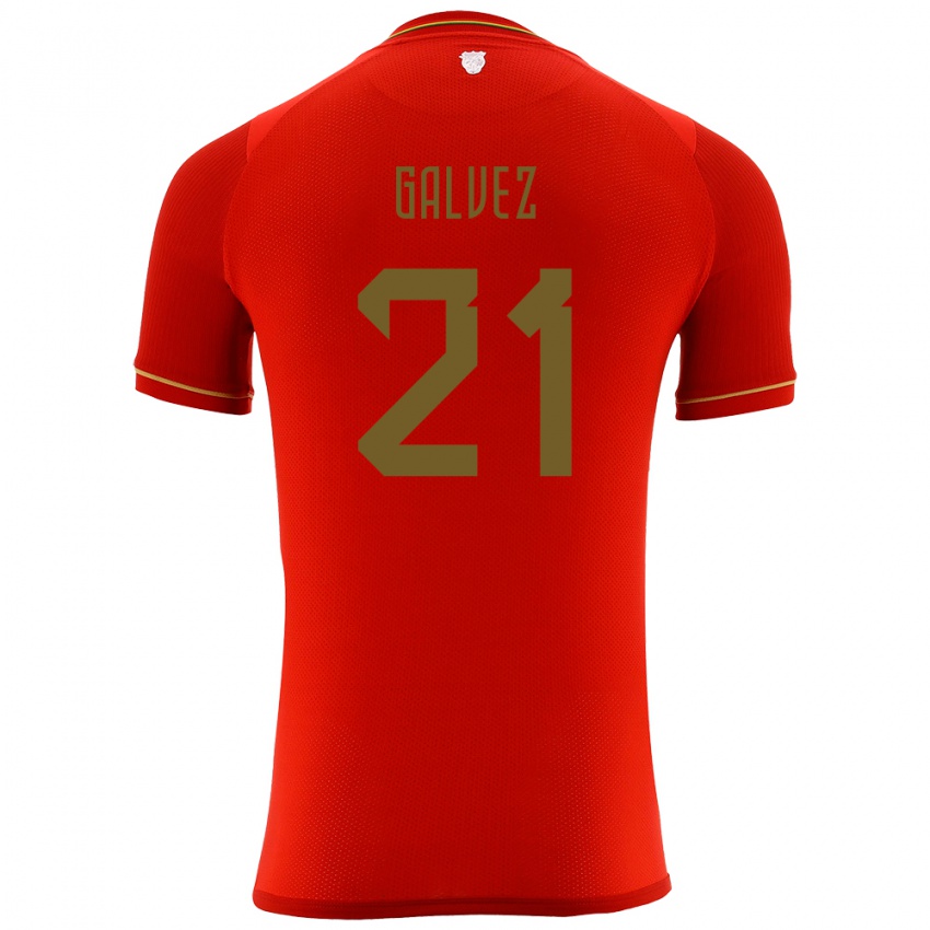 Dětské Bolívie Vladimir Galvez #21 Červené Daleko Hráčské Dresy 24-26 Dres