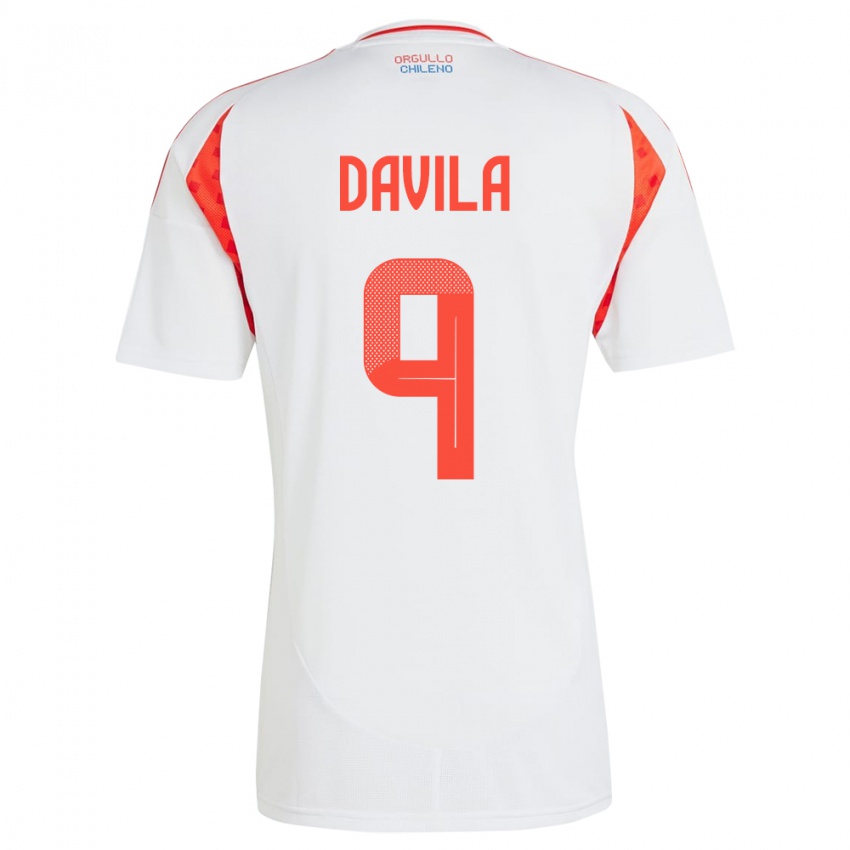 Dětské Chile Víctor Dávila #9 Bílý Daleko Hráčské Dresy 24-26 Dres