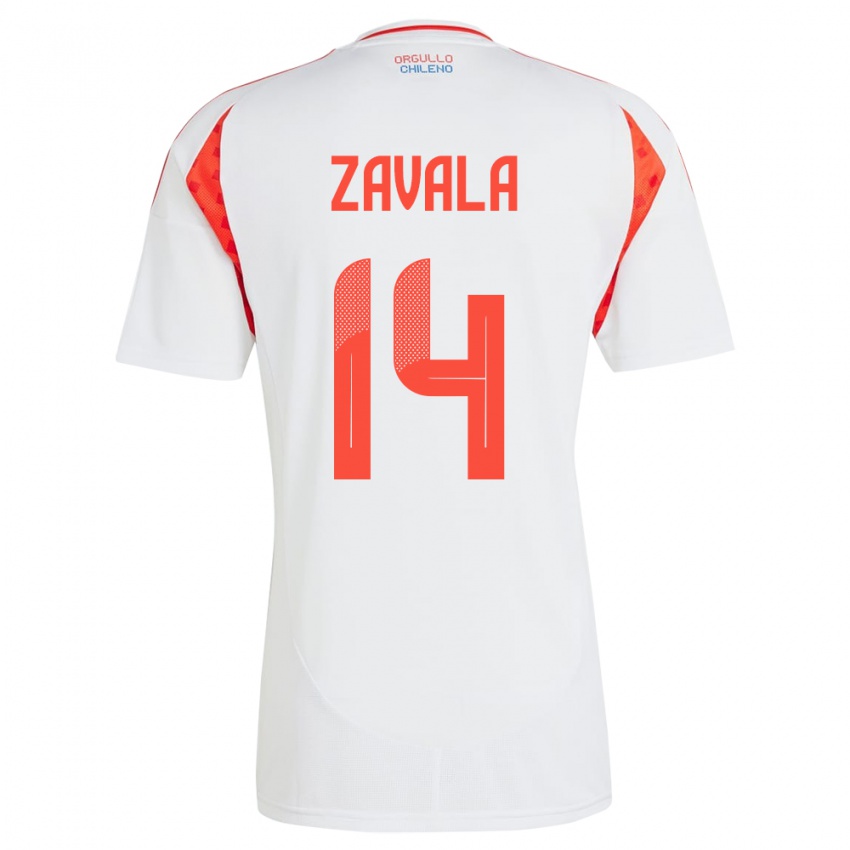 Dětské Chile Cristián Zavala #14 Bílý Daleko Hráčské Dresy 24-26 Dres