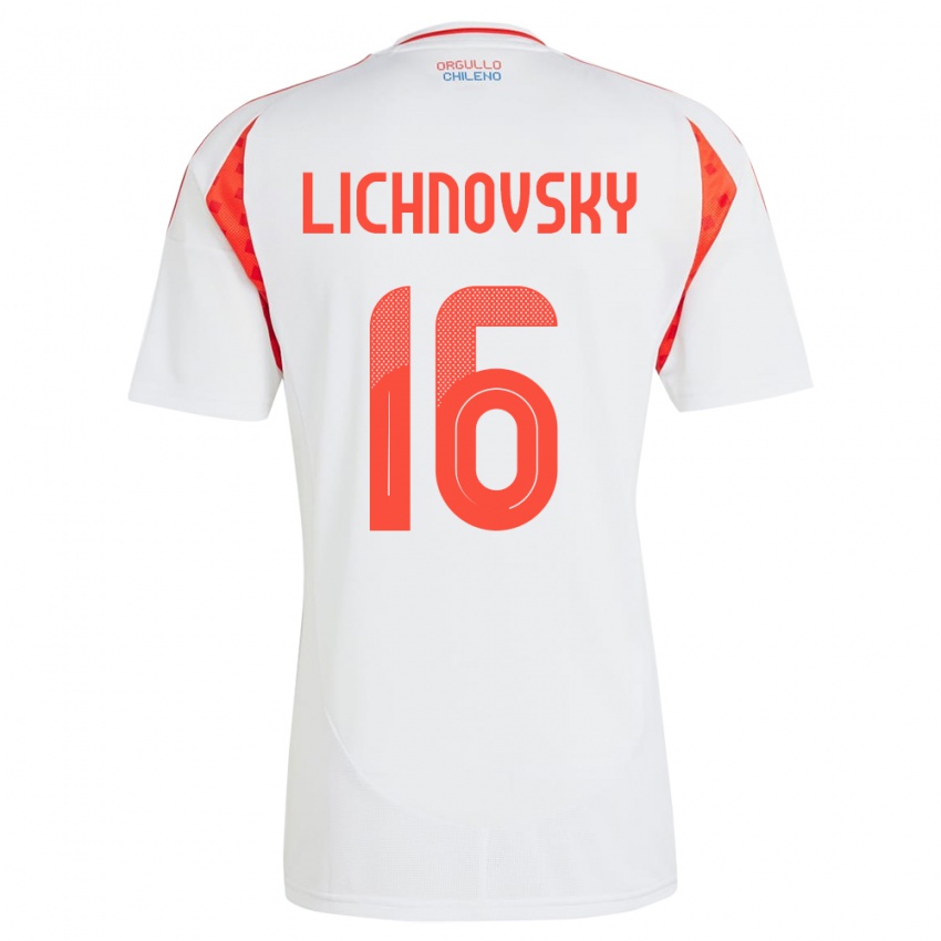 Dětské Chile Igor Lichnovsky #16 Bílý Daleko Hráčské Dresy 24-26 Dres