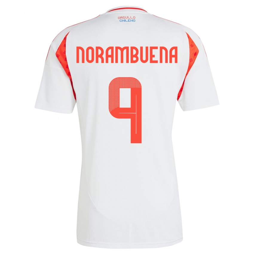 Dětské Chile Gabriel Norambuena #9 Bílý Daleko Hráčské Dresy 24-26 Dres