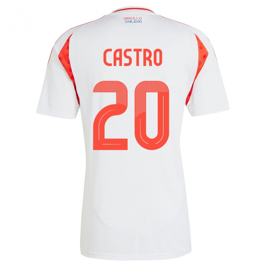 Dětské Chile Benjamín Castro #20 Bílý Daleko Hráčské Dresy 24-26 Dres