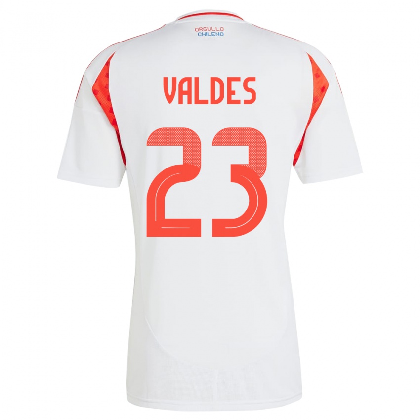 Dětské Chile Francisco Valdés #23 Bílý Daleko Hráčské Dresy 24-26 Dres