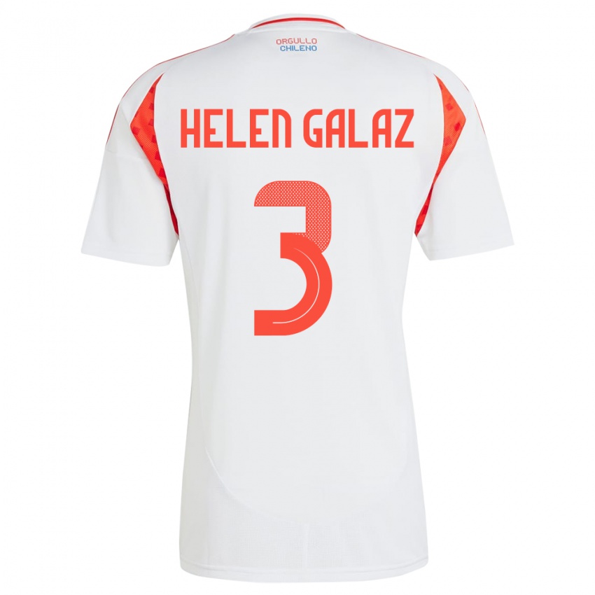 Dětské Chile Su Helen Galaz #3 Bílý Daleko Hráčské Dresy 24-26 Dres