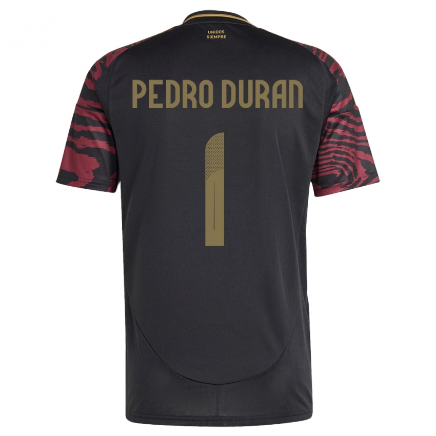 Dětské Peru Juan Pedro Durán #1 Černá Daleko Hráčské Dresy 24-26 Dres