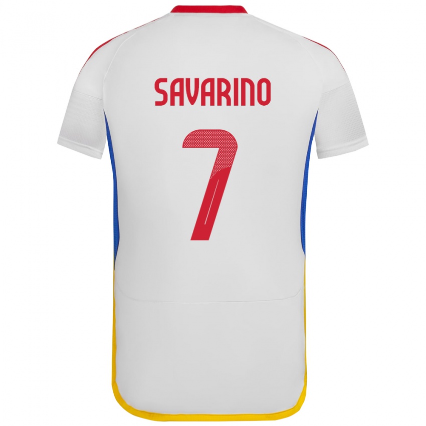 Dětské Venezuela Jefferson Savarino #7 Bílý Daleko Hráčské Dresy 24-26 Dres