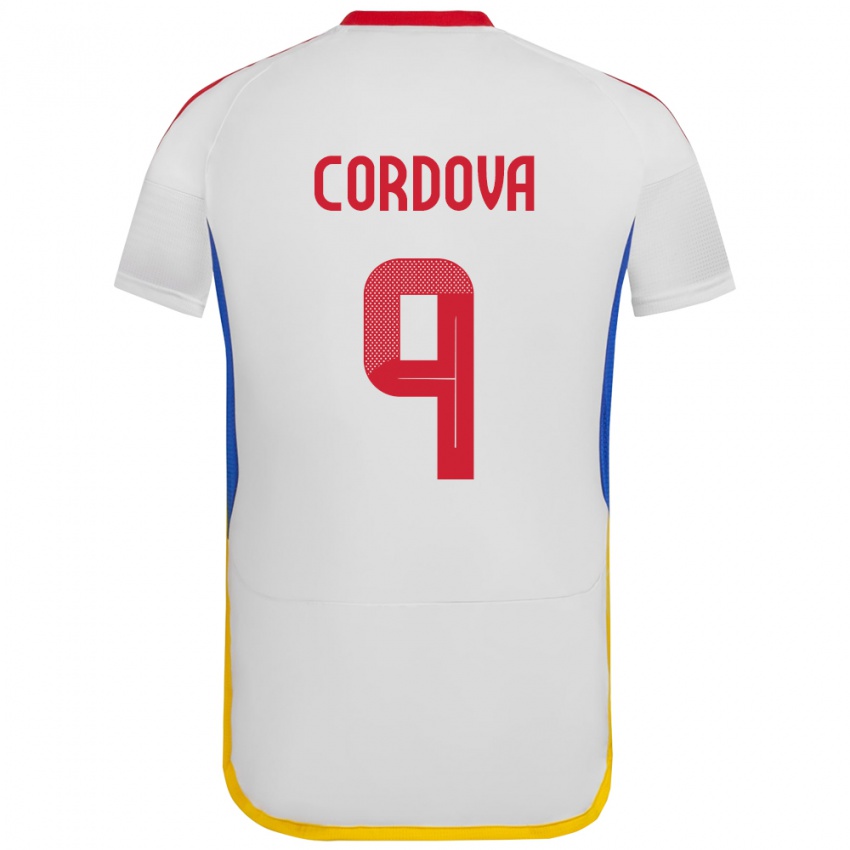 Dětské Venezuela Sergio Córdova #9 Bílý Daleko Hráčské Dresy 24-26 Dres