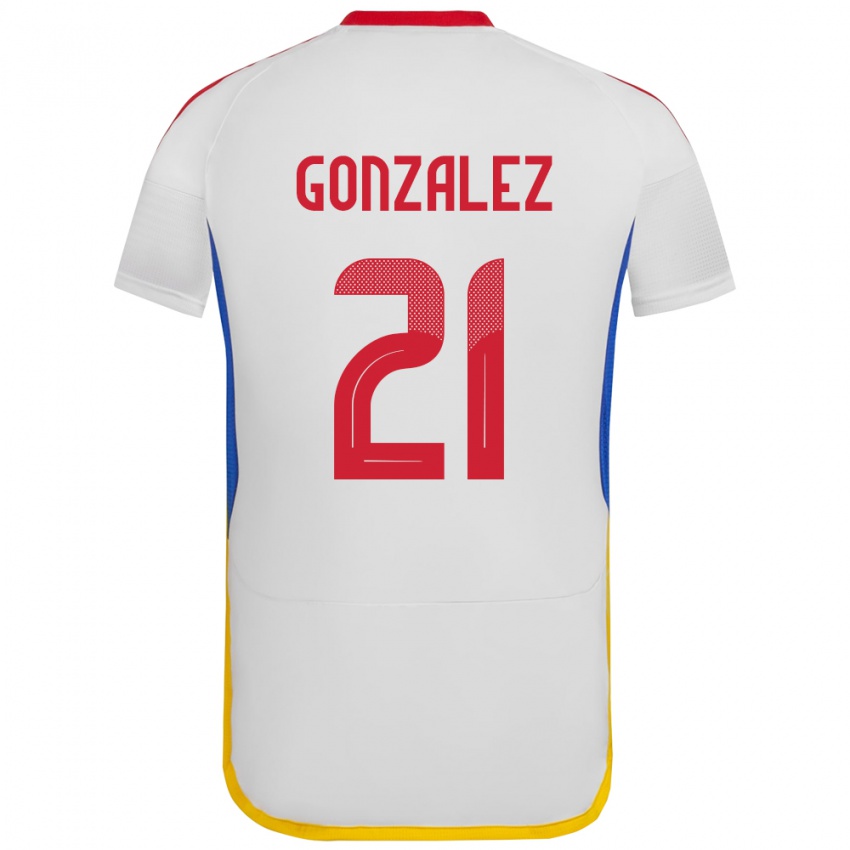 Dětské Venezuela Alexander González #21 Bílý Daleko Hráčské Dresy 24-26 Dres