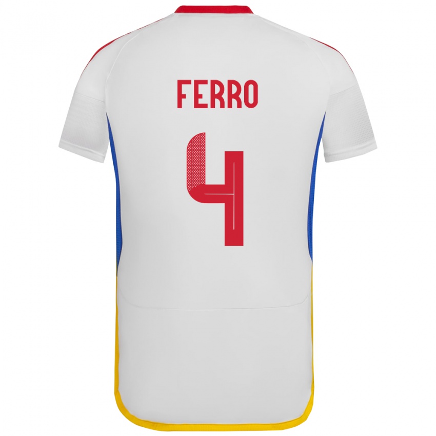 Dětské Venezuela Andrés Ferro #4 Bílý Daleko Hráčské Dresy 24-26 Dres