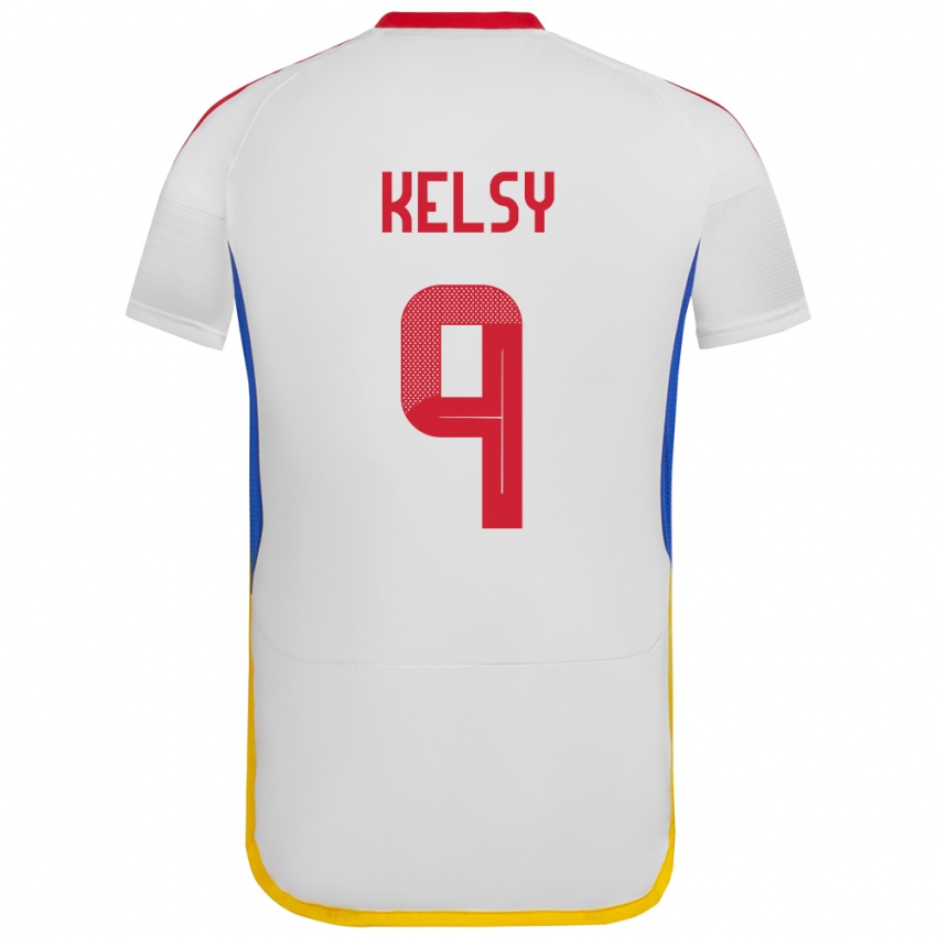 Dětské Venezuela Kevin Kelsy #9 Bílý Daleko Hráčské Dresy 24-26 Dres