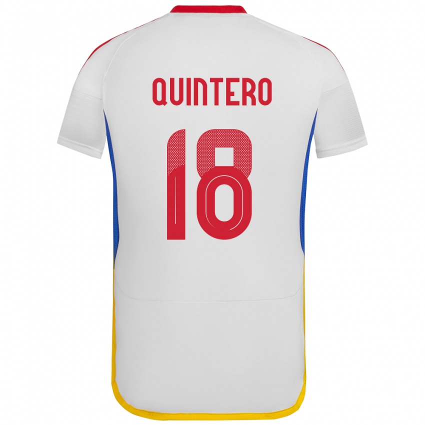 Dětské Venezuela Jesús Quintero #18 Bílý Daleko Hráčské Dresy 24-26 Dres